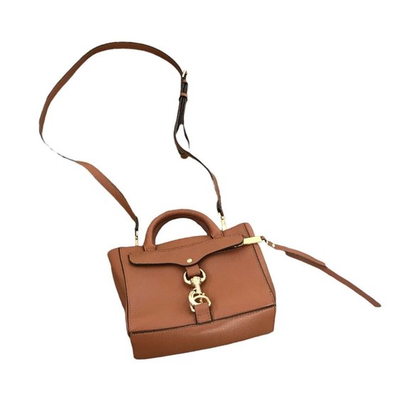 REBECCA MINKOFF Leather Strap MINI Crossbody Dog Clip Handbag Chestnut Brown - Picture 8 of 12